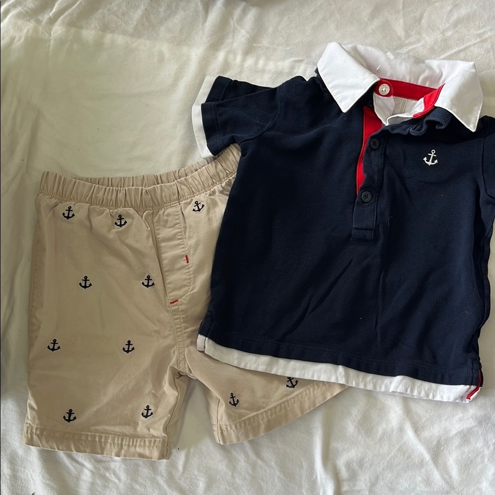 Koala Kids Navy and Tan Matching Set
